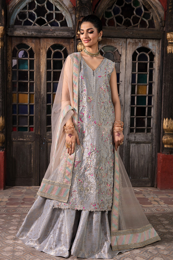 SIRAN – 3PC ZARI JAMAWR & NET WEDDING FESTIVE PRET