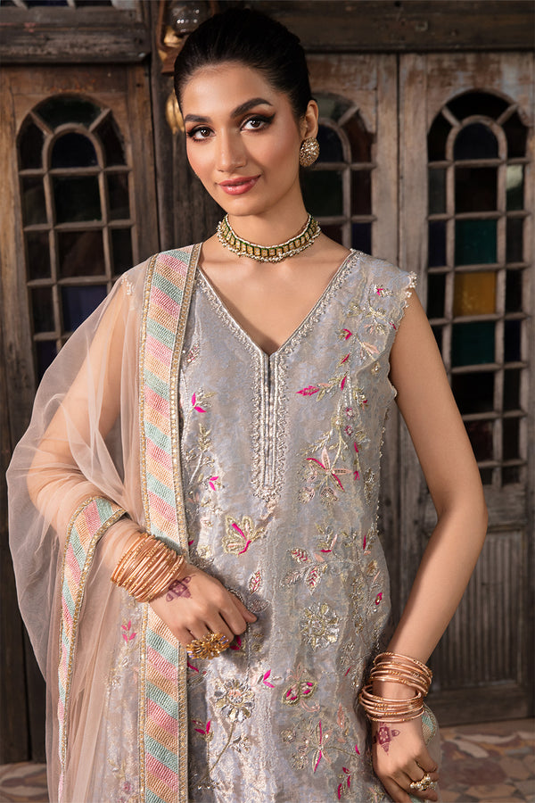 SIRAN – 3PC ZARI JAMAWR & NET WEDDING FESTIVE PRET