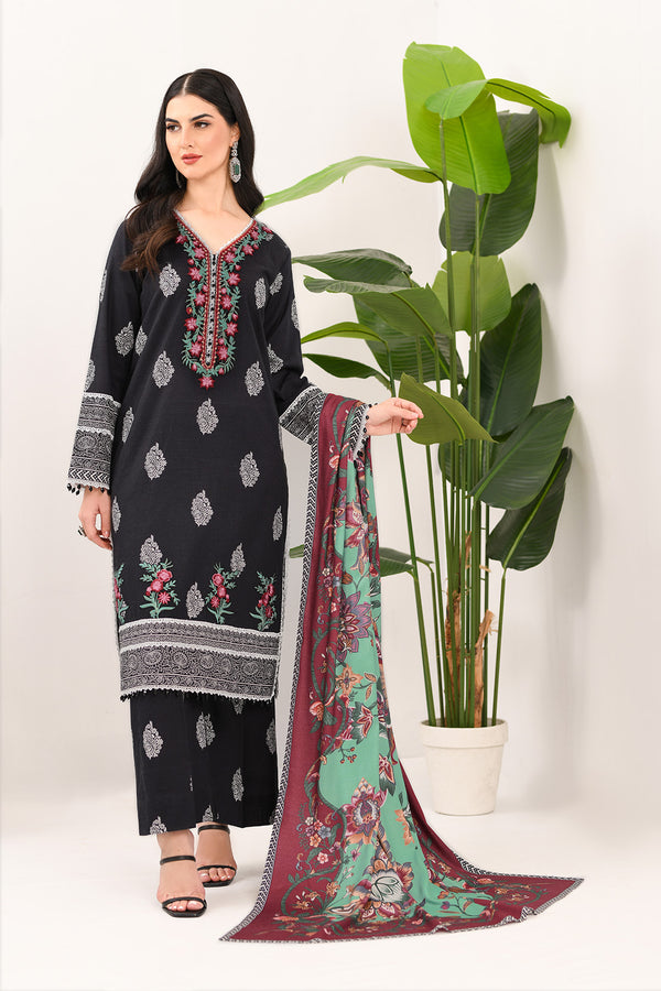 Embroidered - 3 Pc Khaddar Suit